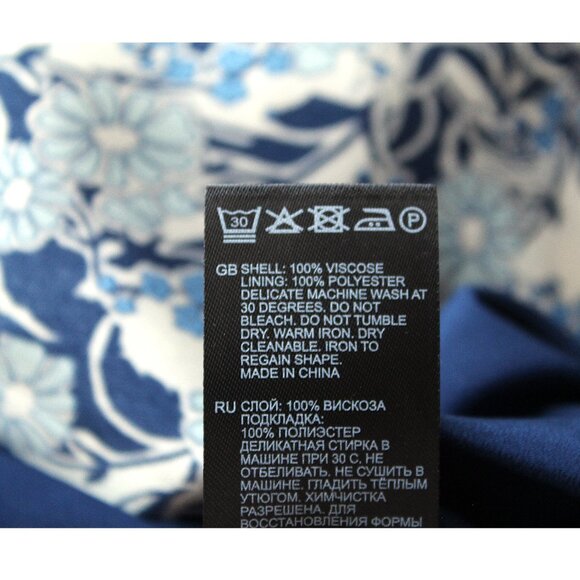 REISS Daisy Puff Sleeve Print Mini Dress / Size 6 / Blue White Floral V-Neck - Picture 13 of 13